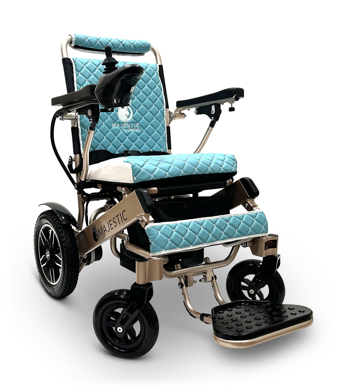 MAJESTIC IQ-8000 Remote Controlled Lightweight Electric Wheelchair Bronze Frame Teal Textile