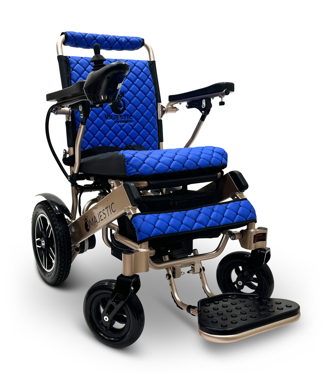 MAJESTIC IQ-8000 Remote Controlled Lightweight Electric Wheelchair Bronze Frame Blue Textile