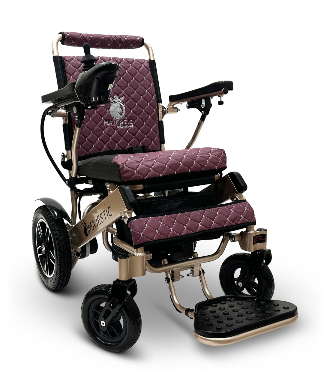 MAJESTIC IQ-8000 Remote Controlled Lightweight Electric Wheelchair Bronze Frame Purple Textile