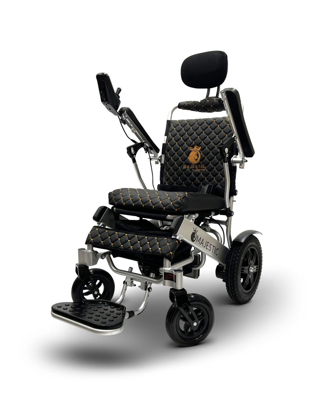 MAJESTIC IQ-9000 Auto Recline Remote Controlled Electric Wheelchair Silver Frame Black Textile