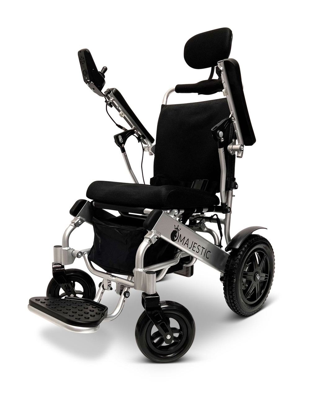 MAJESTIC IQ-9000 Auto Recline Remote Controlled Electric Wheelchair Silver Frame Standard