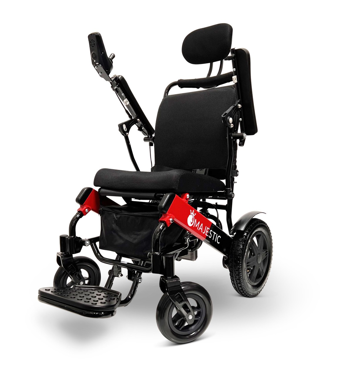 MAJESTIC IQ-9000 Auto Recline Remote Controlled Electric Wheelchair Black & Red Frame Standard