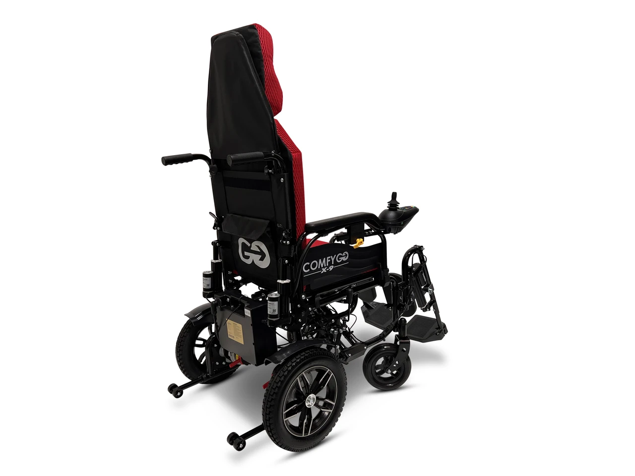 X-9 Auto Recline Remote Controlled Electric Wheelchair Back Right Red