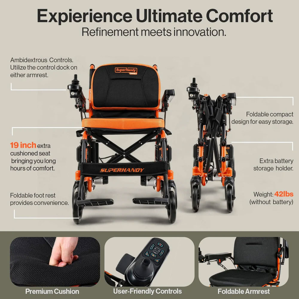 GoRide 2 Portable Electric Wheelchair, by SuperHandy