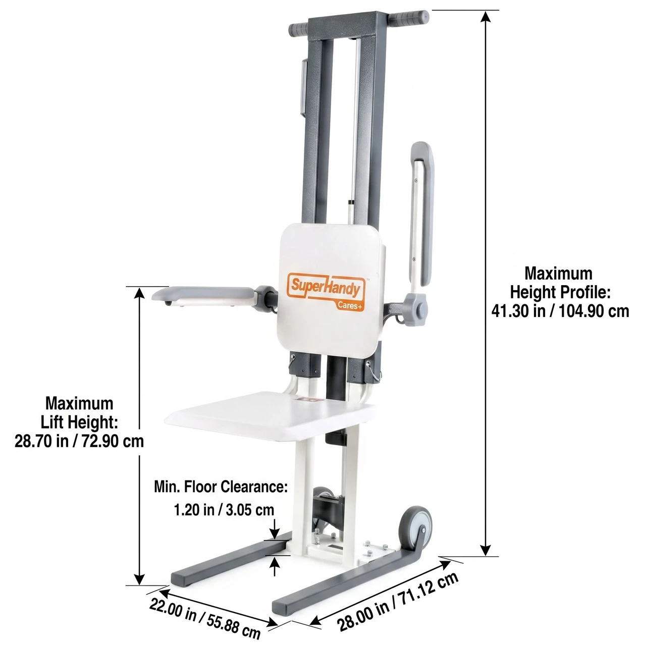 GoRise FS Electric Floor Lift Dimensions