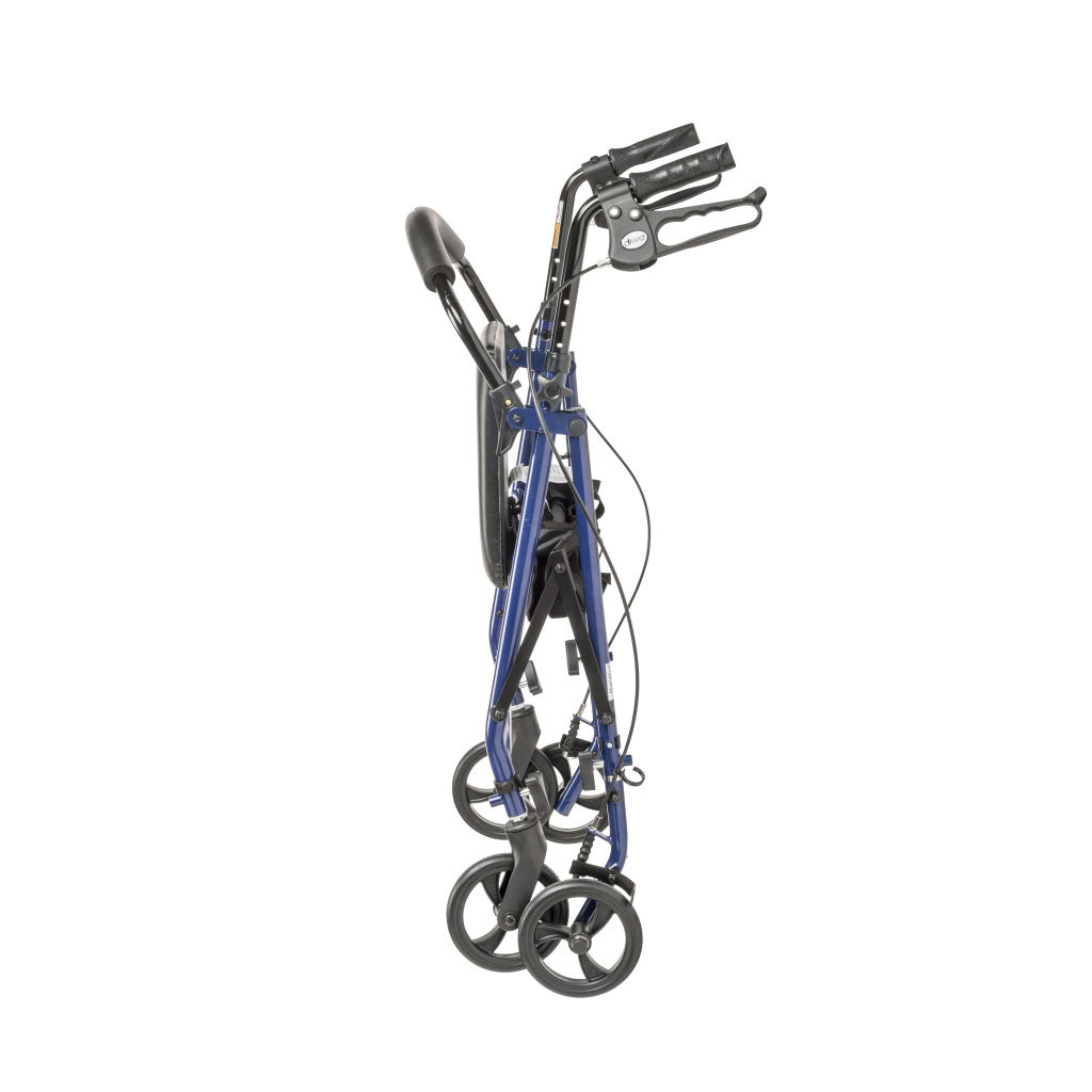 Knockdown Steel Rollator with 6" Wheels Blue Folded