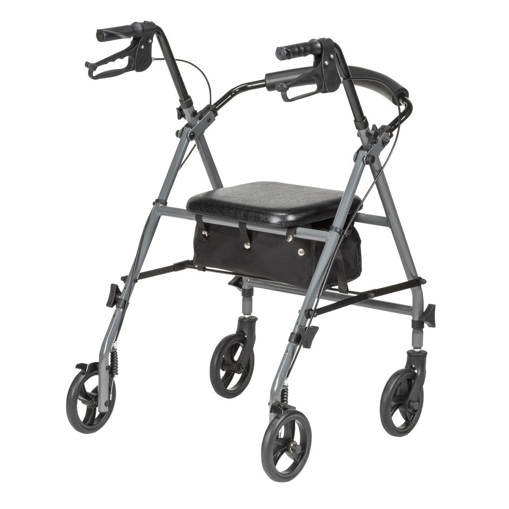 Knockdown Steel Rollator with 6" Wheels Gray Back