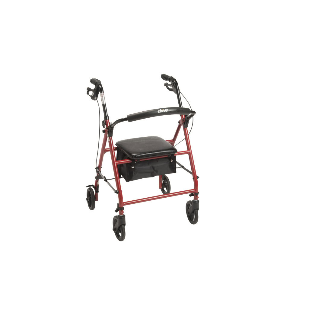 Knockdown Steel Rollator with 6" Wheels Red