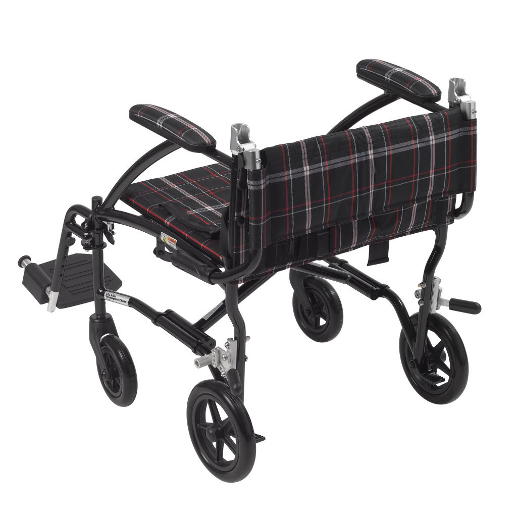 Fly-Lite Aluminum Transport Chair Folded Backrest Black Frame