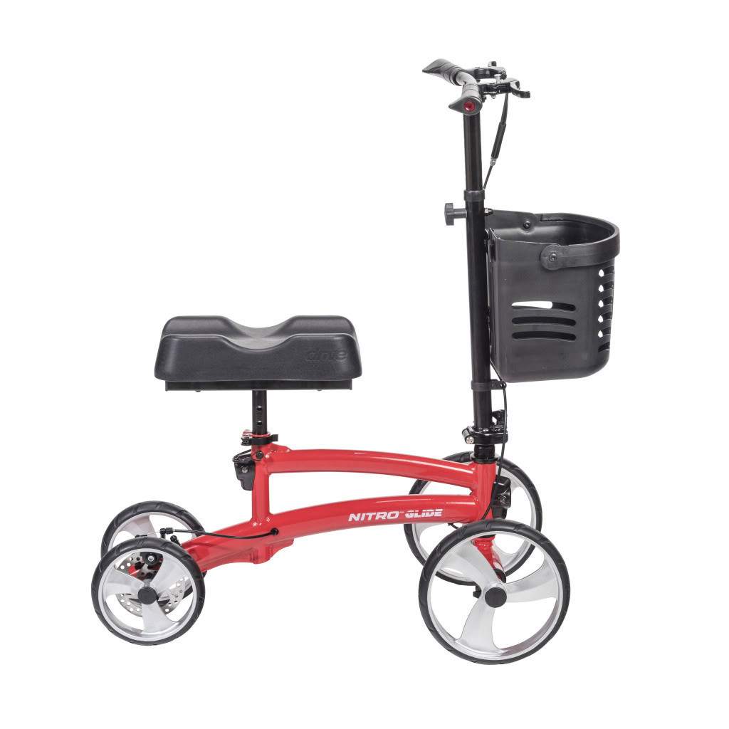 Nitro Glide Knee Walker Full Right Red