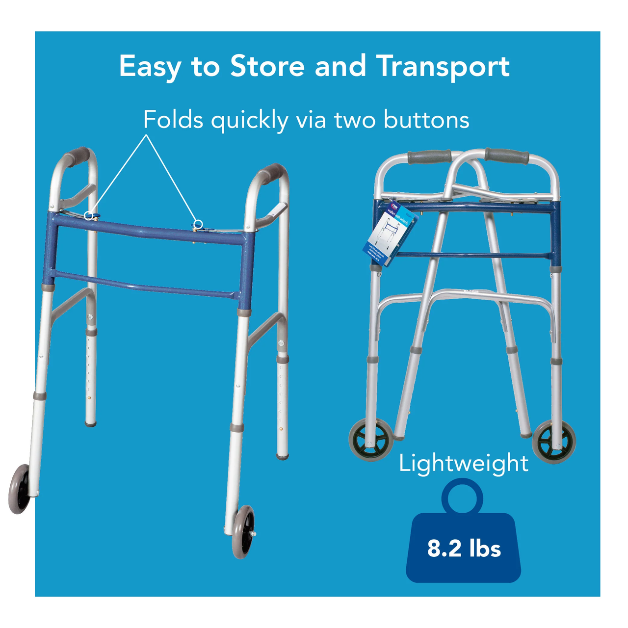 Carex Classics Dual Button Walker Easy to Transport
