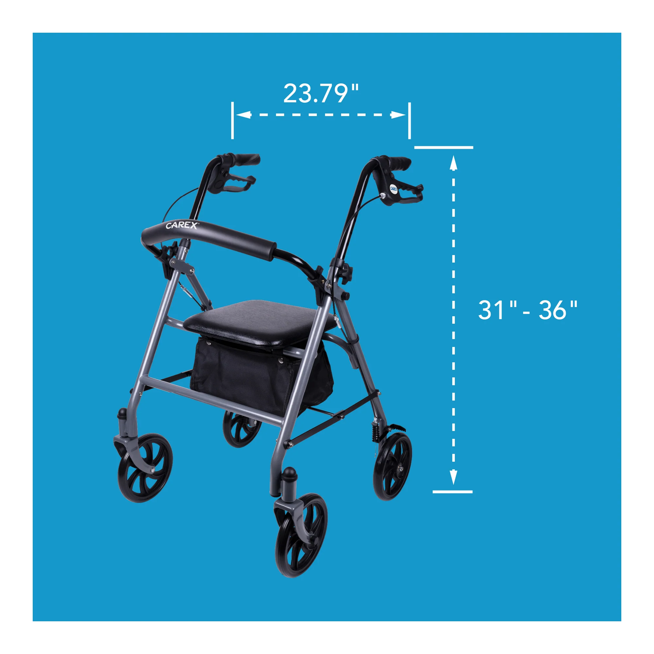 Carex Classics Steel Rollator Dimension