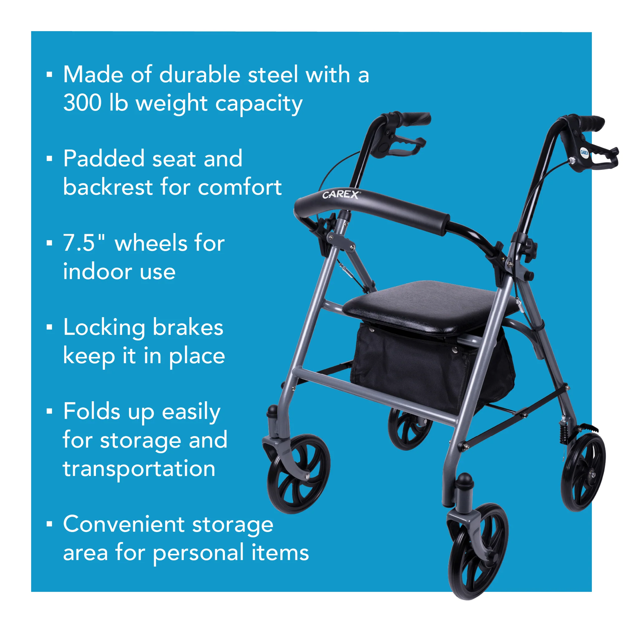 Carex Classics Steel Rollator Durable Steel