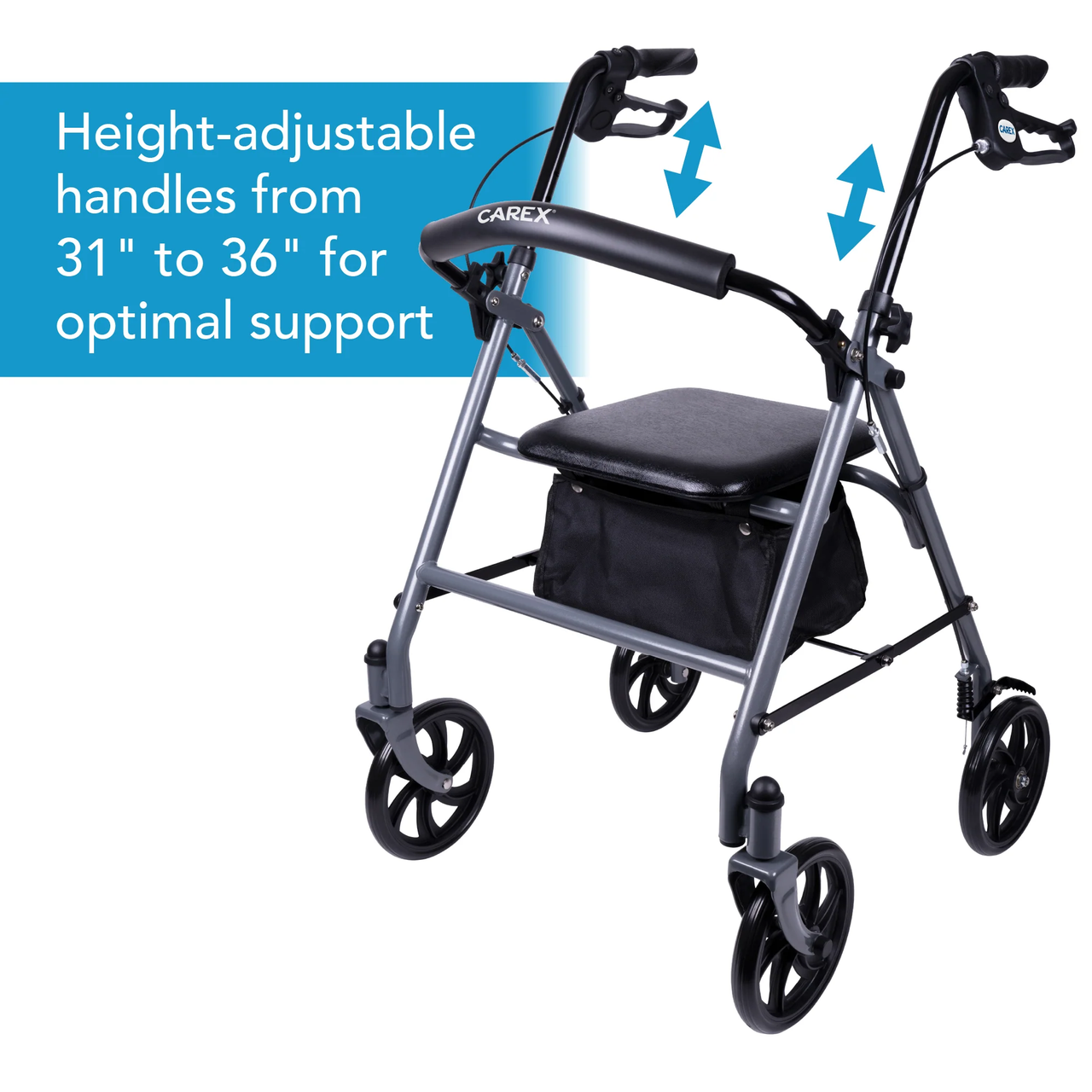 Carex Classics Steel Rollator Height Adjustable