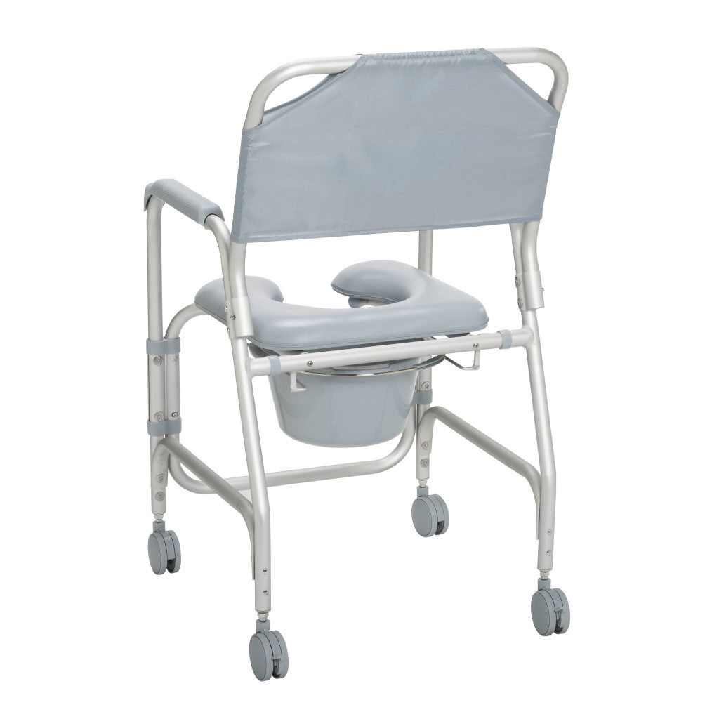 Aluminum Shower Chair and Commode with Casters Back
