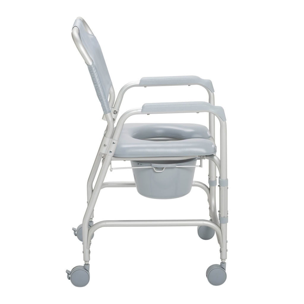 Aluminum Shower Chair and Commode with Casters Side