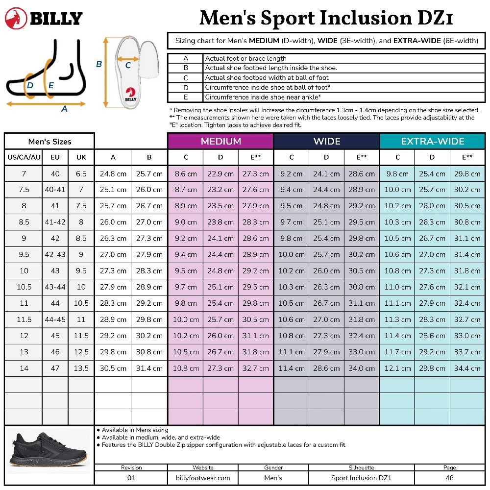 Men's Sport Inclusion DZ1_Size Chart