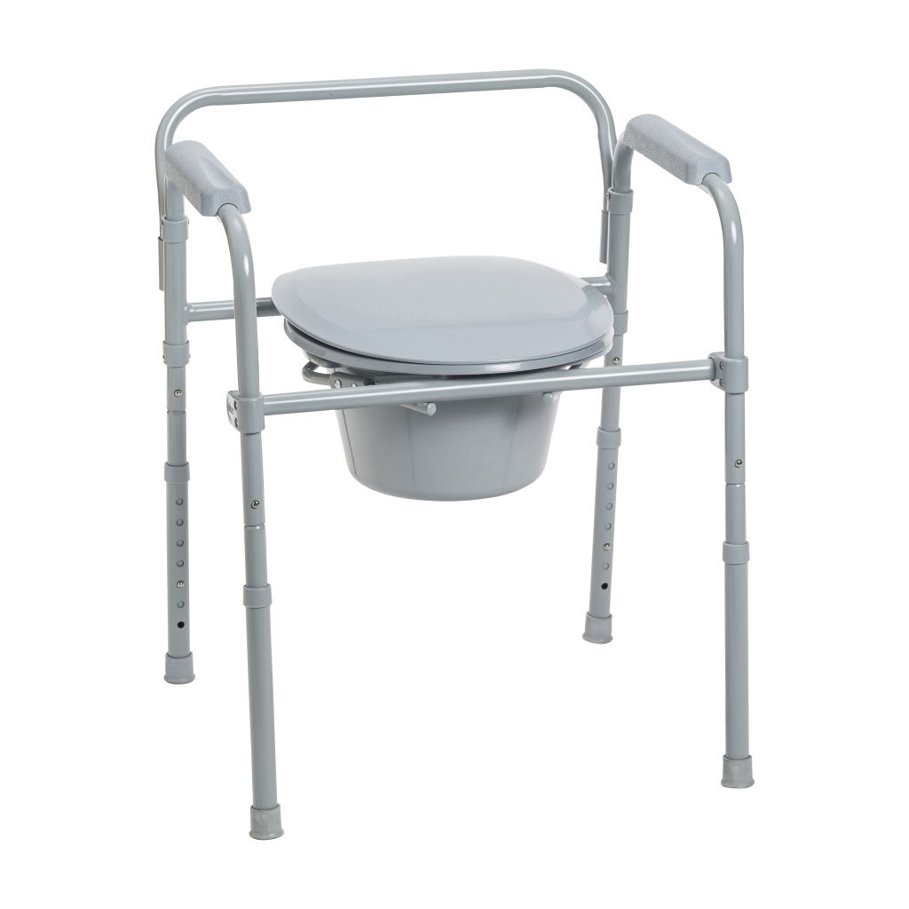 Folding Steel Commode Closed Lid