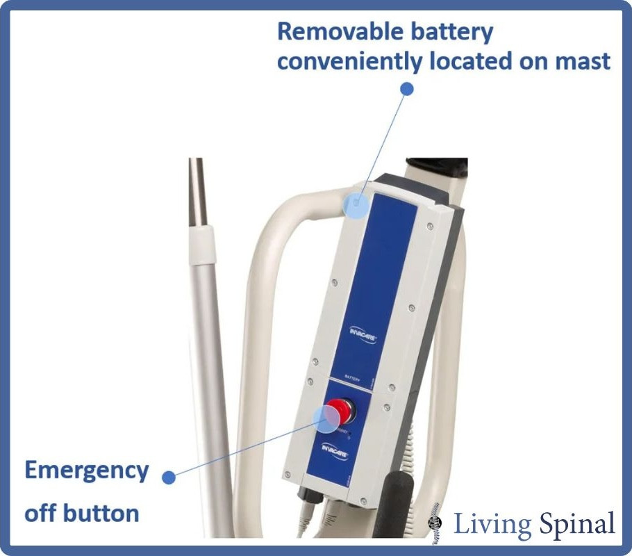 Invacare Reliant 600 Battery and Emergency Stop Button Living Spinal