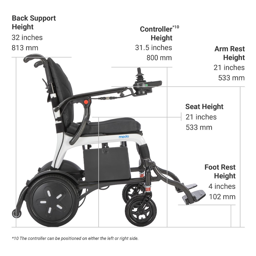  Modo Breeze Foldable Electric Wheelchair Dimensions