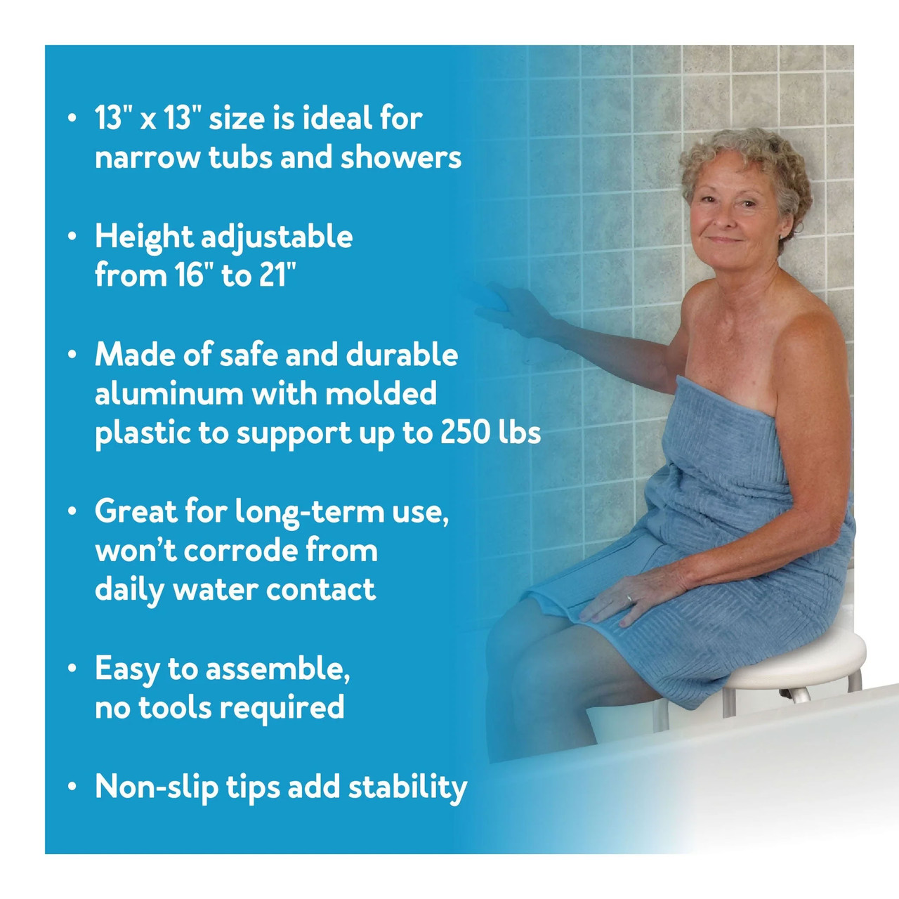 Drive Medical Carex Compact Shower Stool In-Use Application