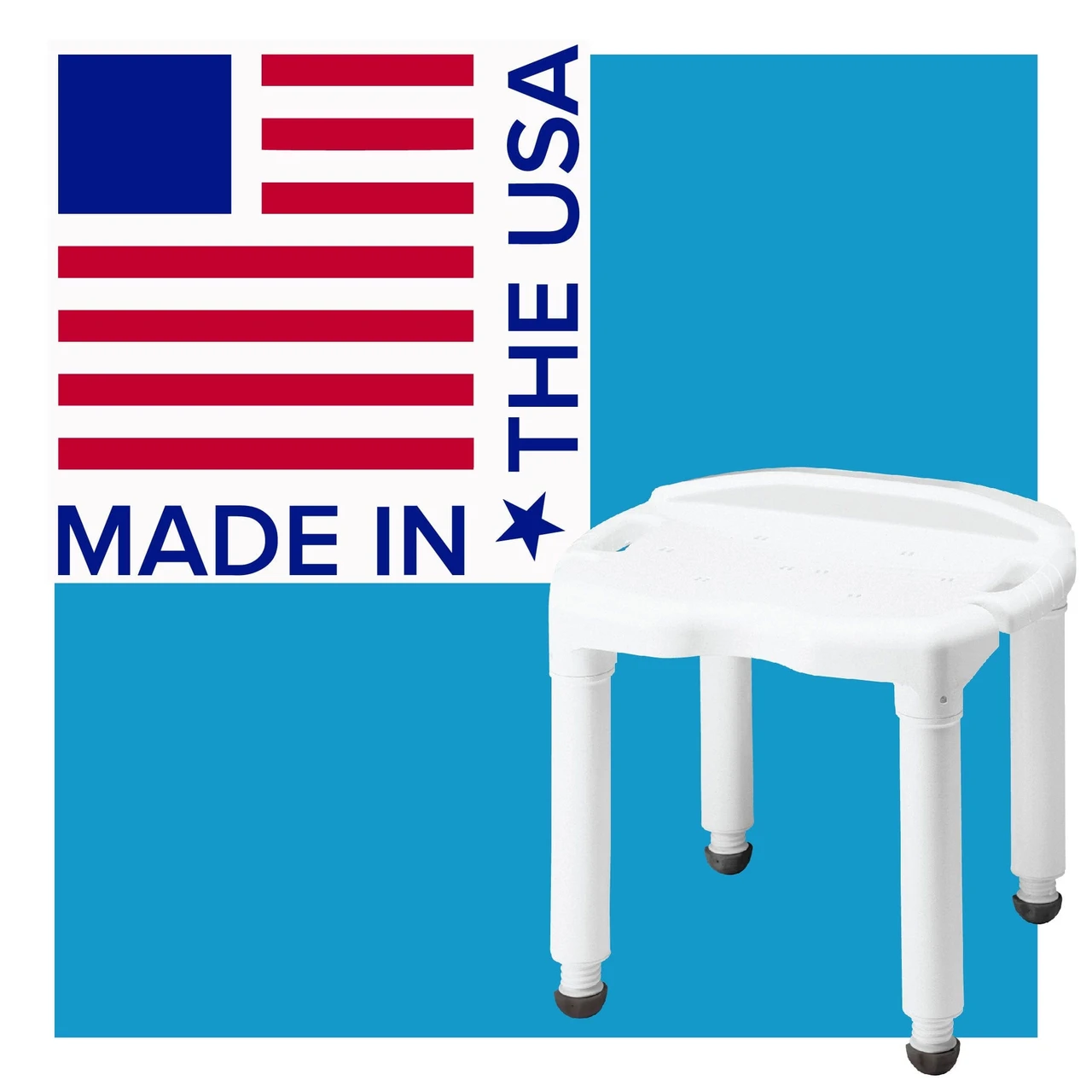 Carex Universal Bath Seat without Back Made in USA Stool