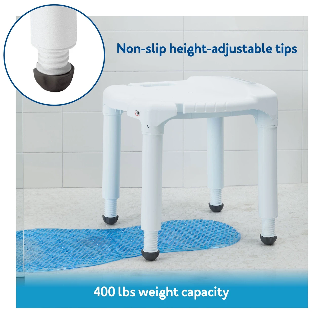Carex Universal Bath Seat without Back Non-slip Shower Stool