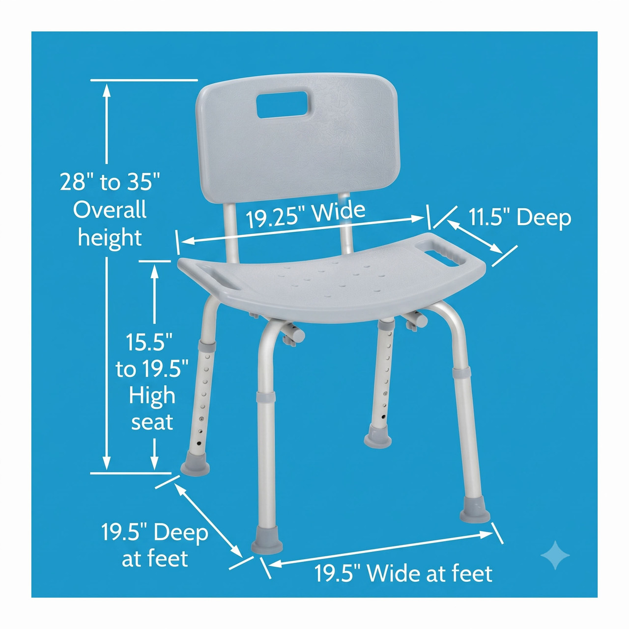 Deluxe Aluminum Bath Chair Dimensions