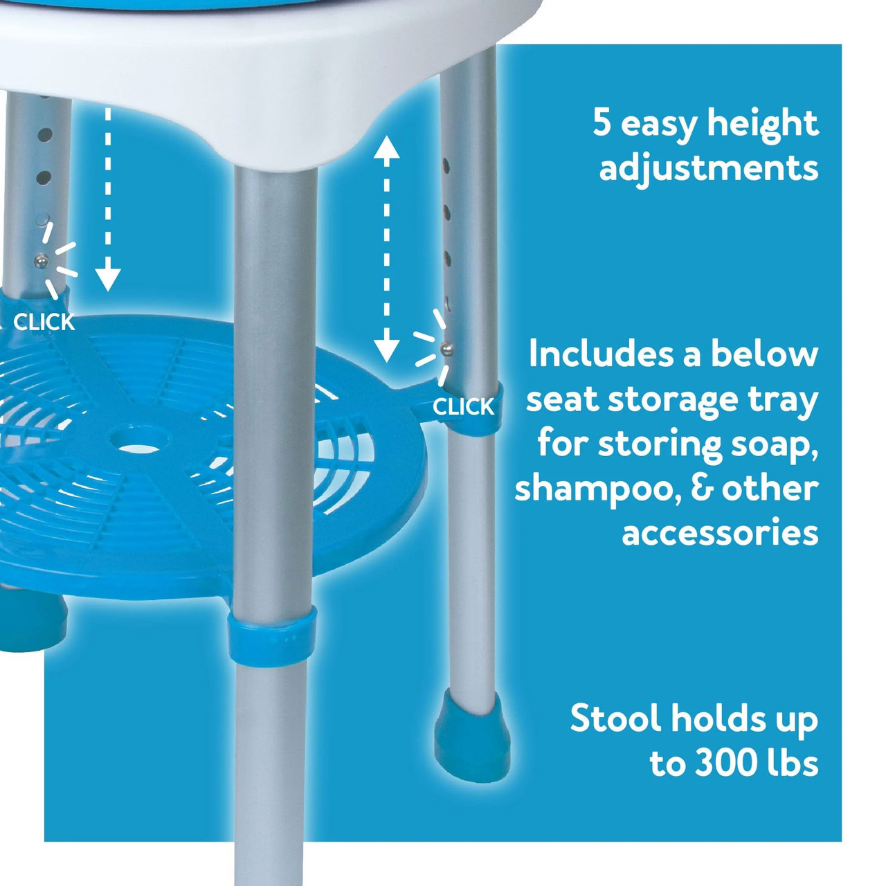 Carex EZ Shower Swivel Stool Height Adjustable