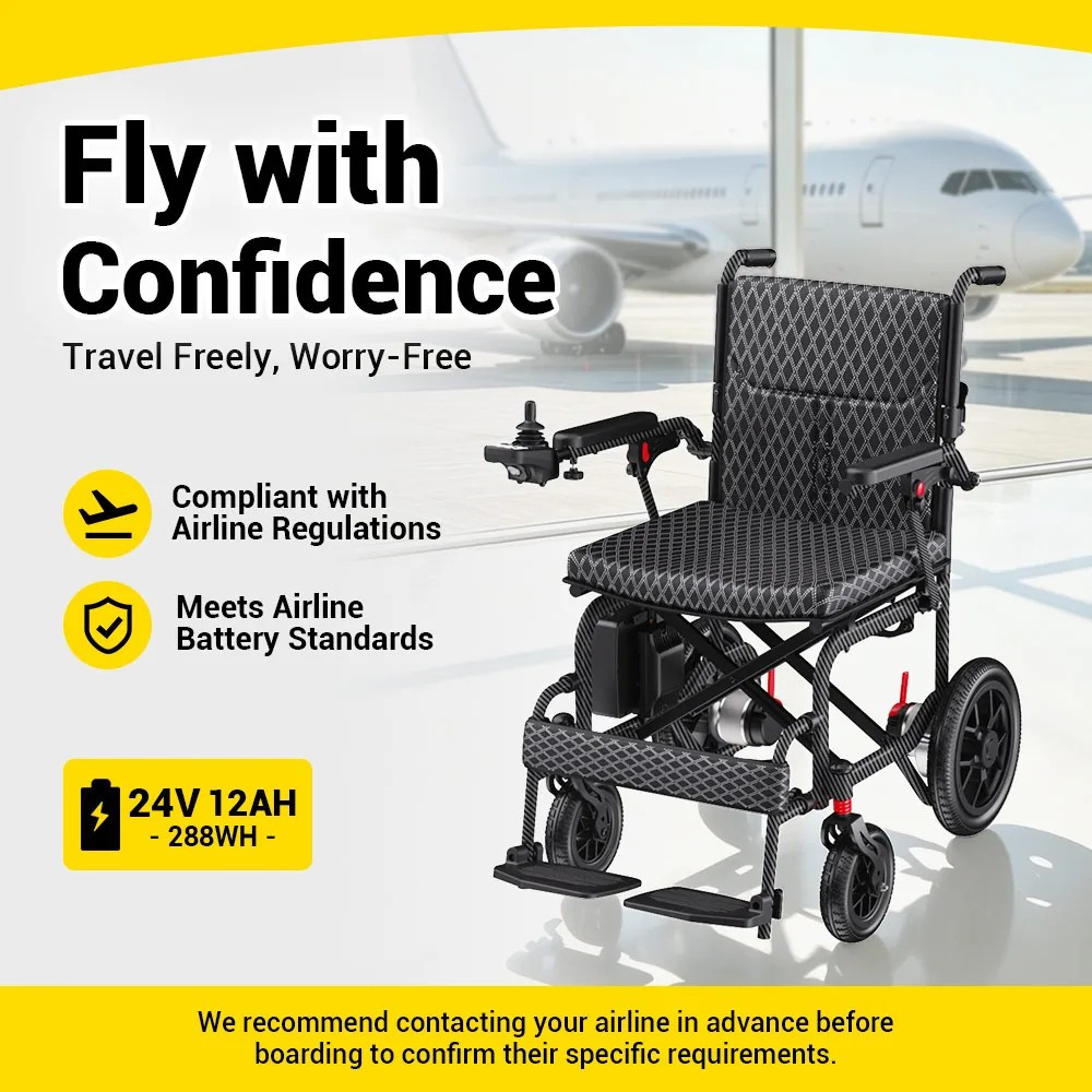 Easwe D10 Foldable Electric Wheelchair for Seniors, Travel-Friendly