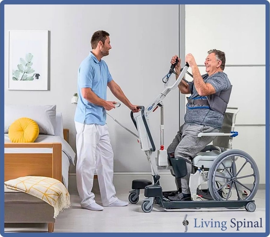 Invacare ISA Stand-up Lift Product when in use sitting down Living Spinal
