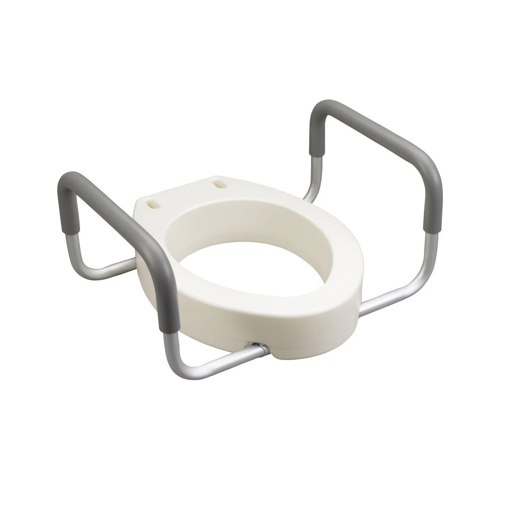 Premium Raised Toilet Seat with Removable Arms Right Elongated