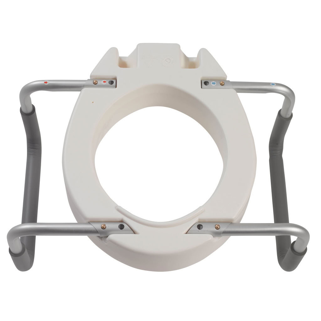 Premium Raised Toilet Seat with Removable Arms Under View Regular