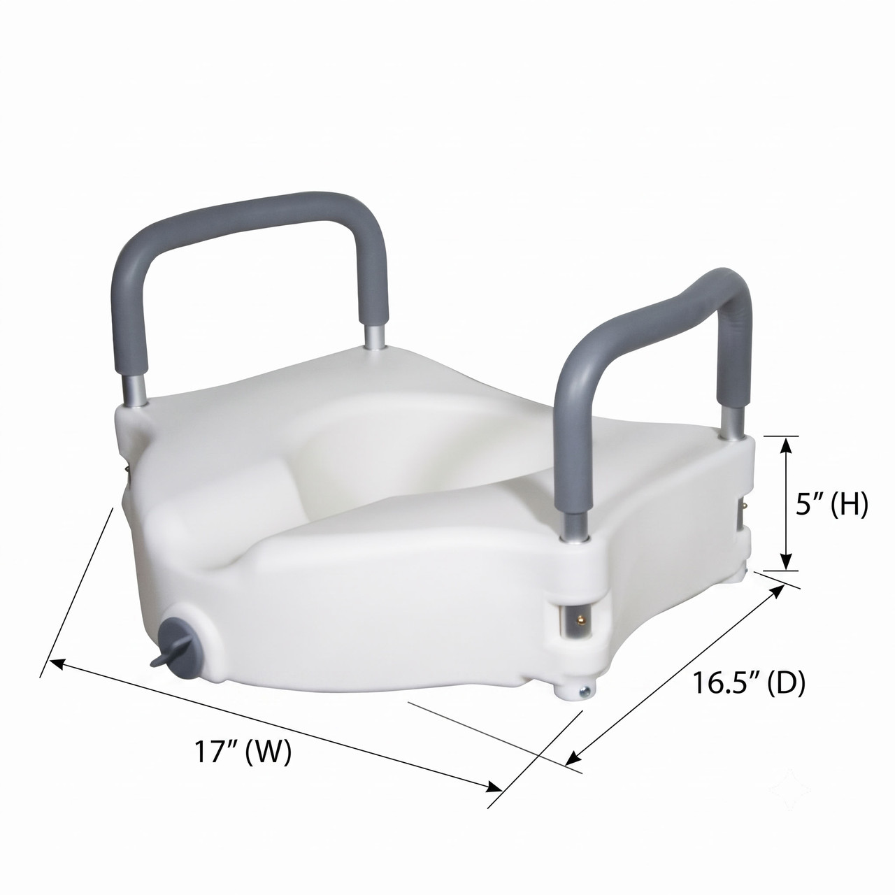 2-in-1 Locking Raised Toilet Seat with Tool-free Removable Arms Dimensions