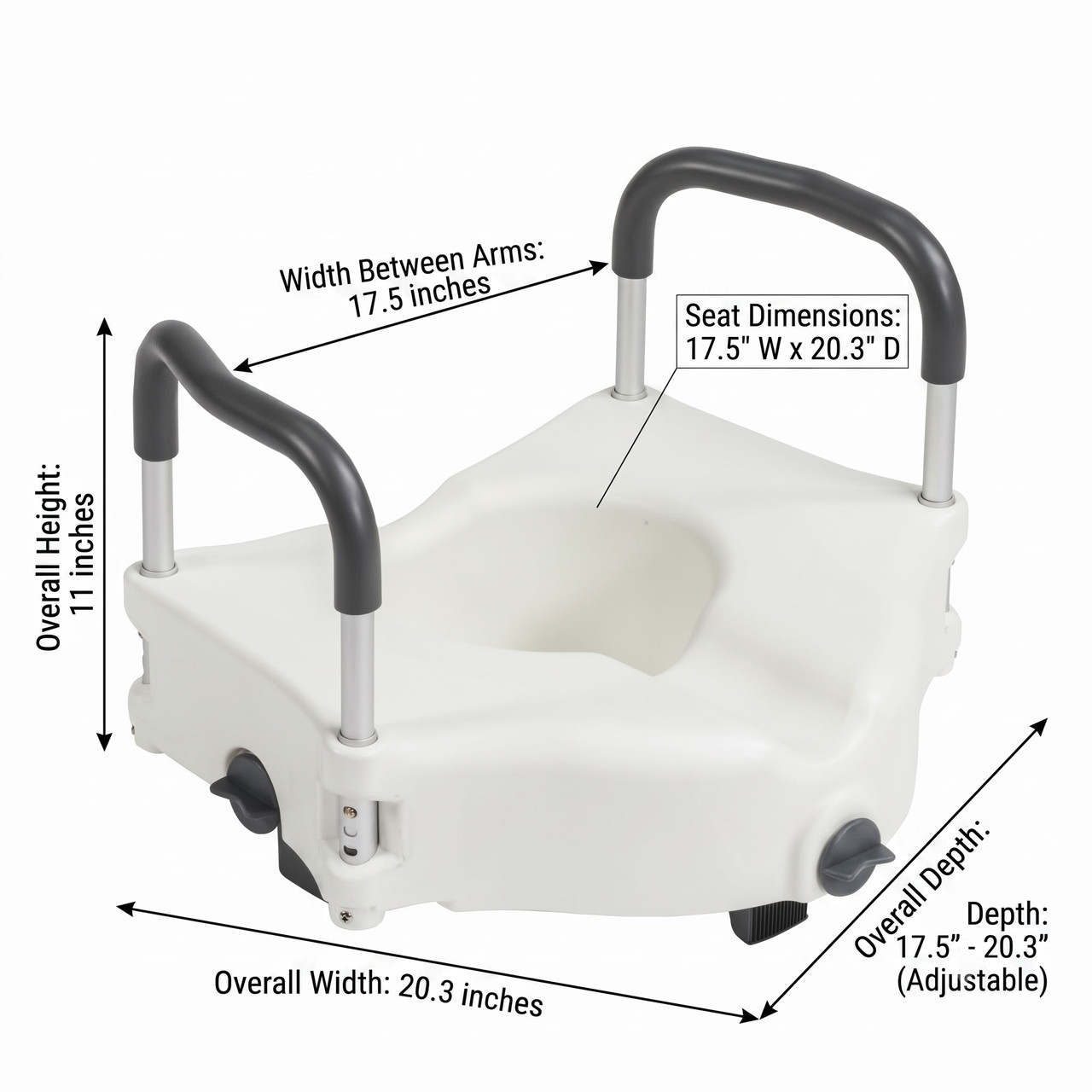 PreserveTech Secure Lock Raised Toilet Seat Dimensions
