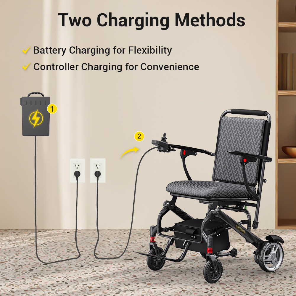 Easwe C10 Carbon Fiber Electric Wheelchair Two Charging Methods