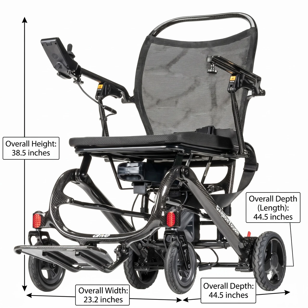 CarbonTouch Power Wheelchair Dimensions