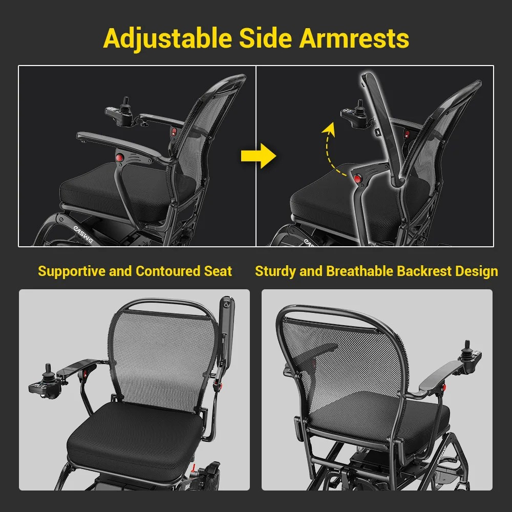 Easwe C20 Long Range Carbon Fiber Electric Wheelchair Adjustable Armrest