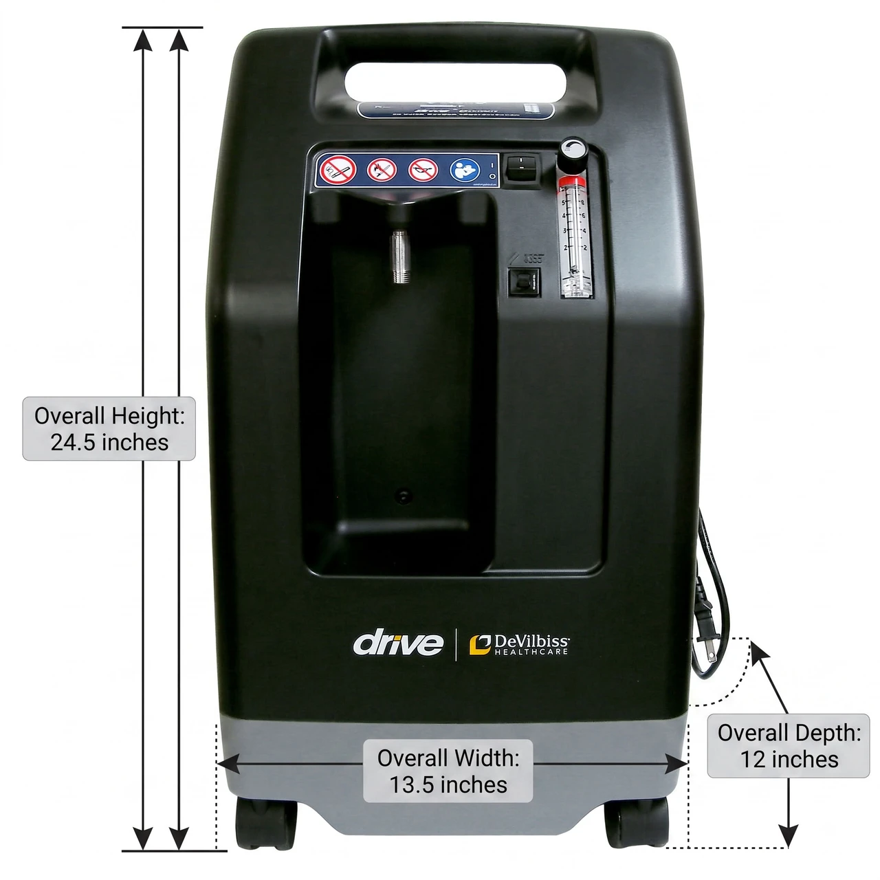 10-Liter Compact Oxygen Concentrator Dimensions