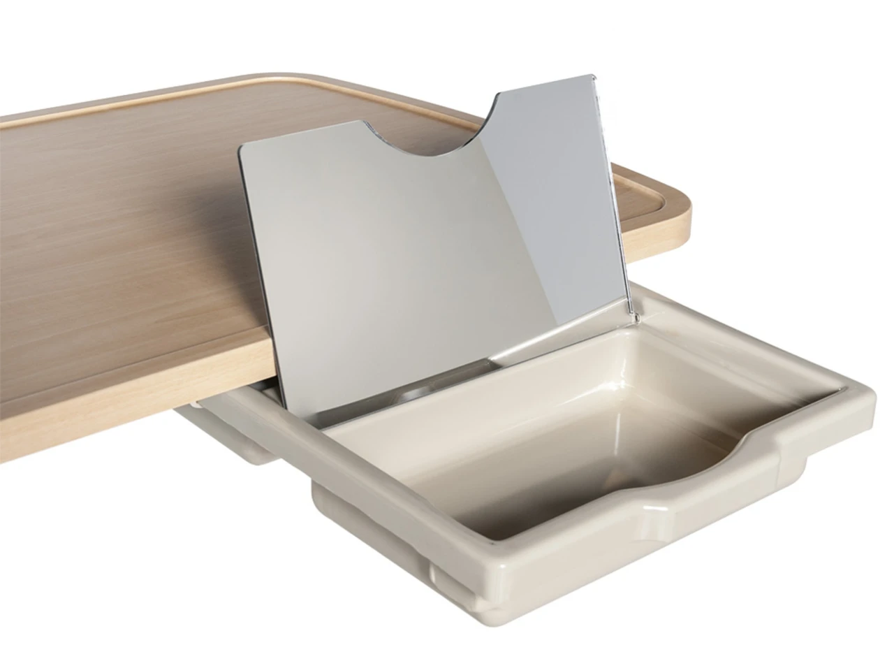 Lumex Overbed Table with Laminated Single Top Vanity Drawer