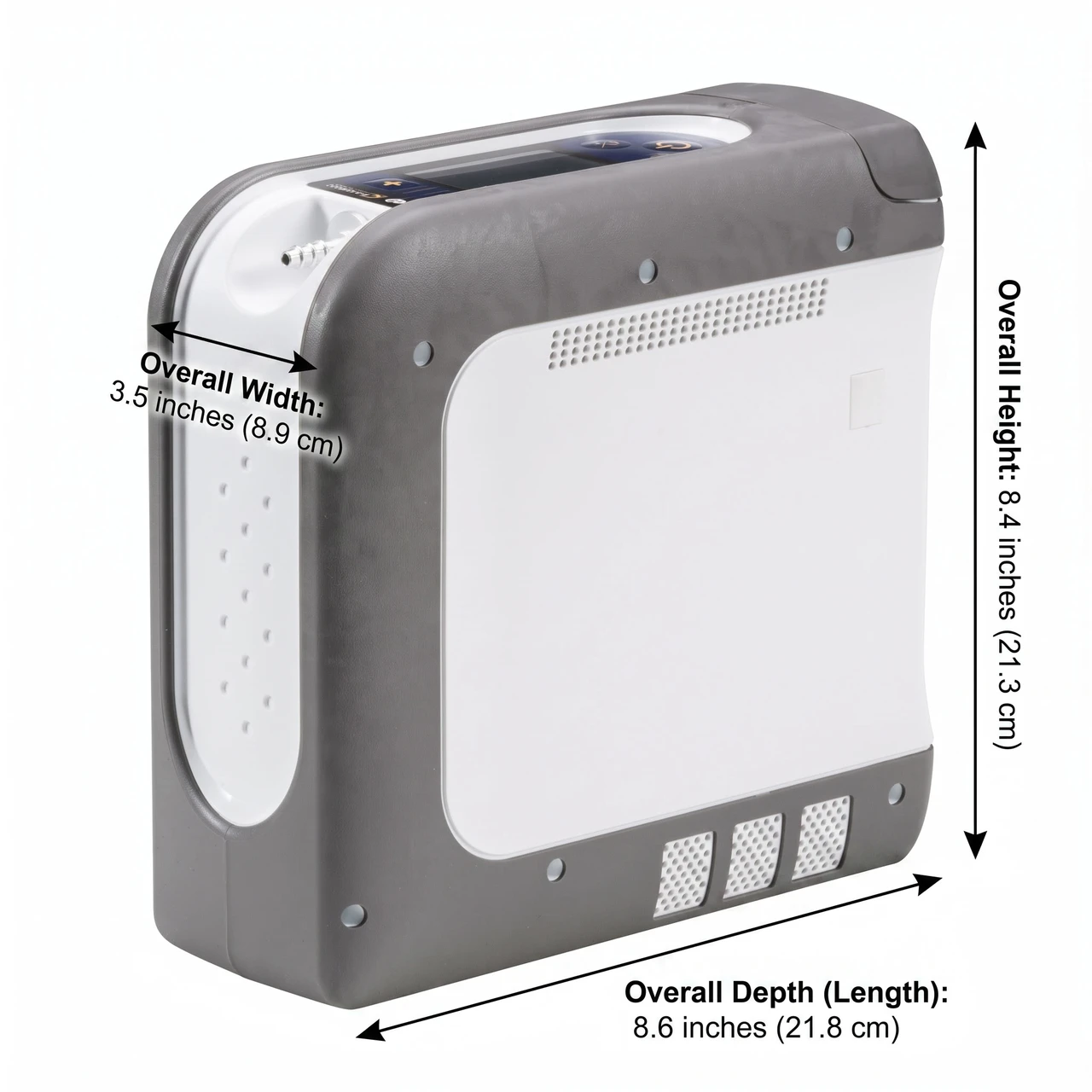 iGo2 Portable Oxygen Concentrator with Bluetooth Dimensions