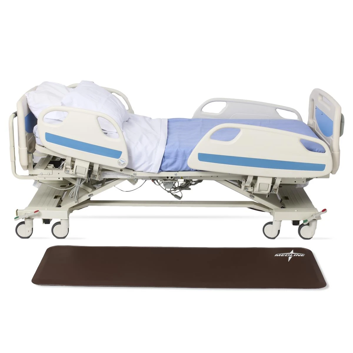 Medline Beveled Edge Fall Mat on the floor Brown