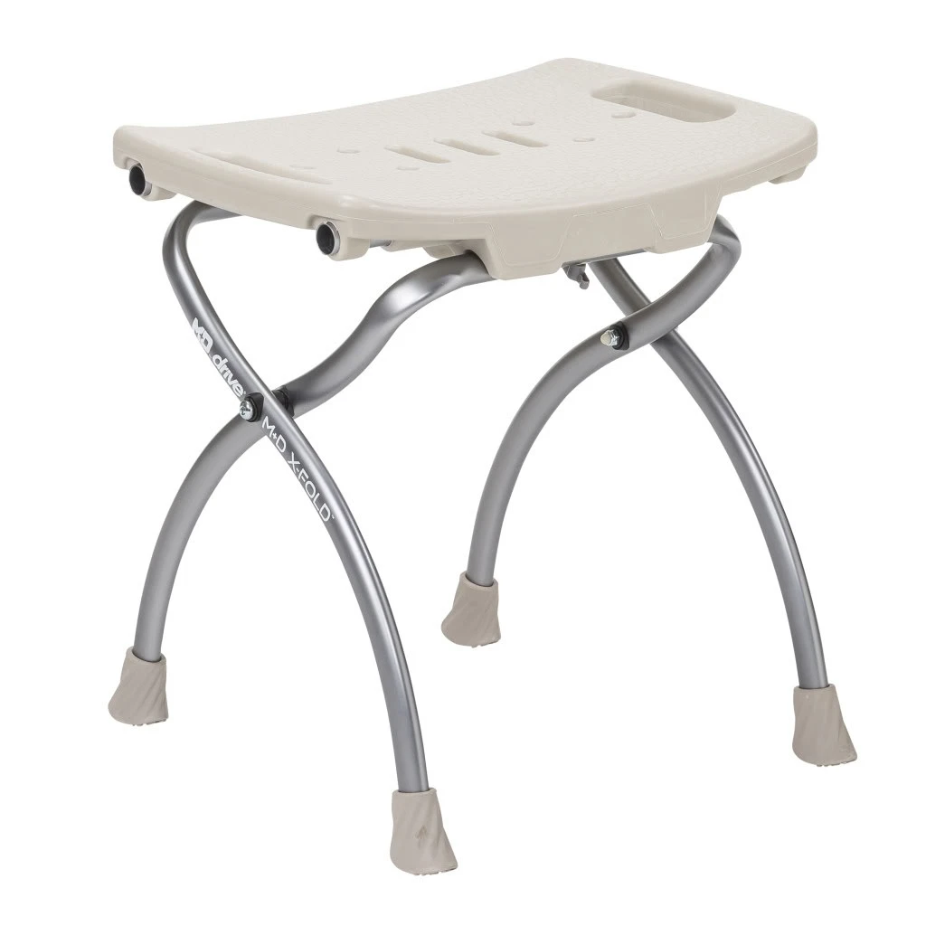 X-Fold Shower Chair Backrest Removed Tan