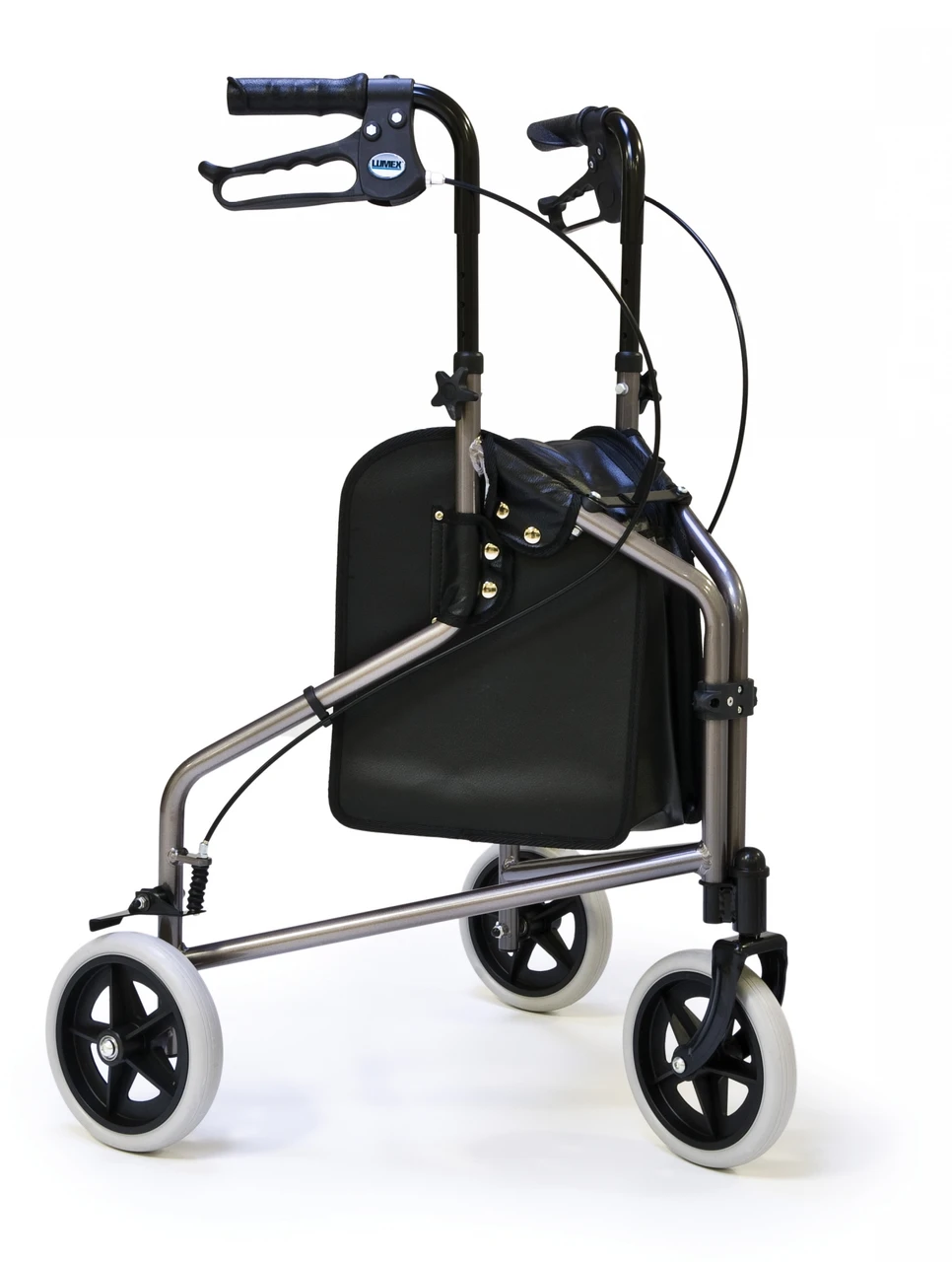 3-Wheel Cruiser Rollator Pewter Metallic Angle View