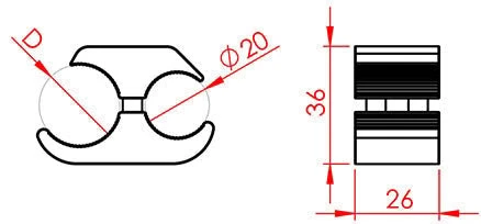 Black Aluminum Brake Clamp Dimensions