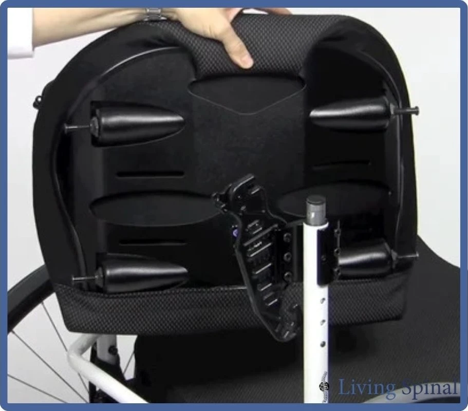 Motion Concepts Elite Back Product Installed in a Wheel Chair Living Spinal