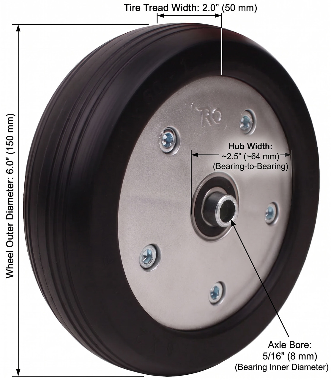6x2" Caster Wheel Assembly For Jazzy Select Dimensions