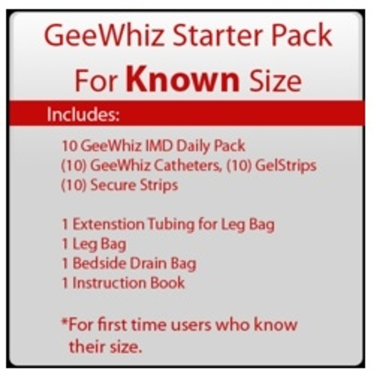 GeeWhiz IMD External Male Catheter - Starter Pack for KNOWN Size