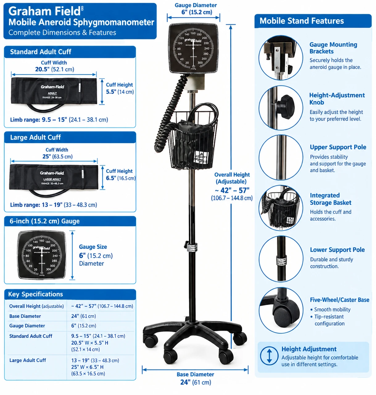 Mobile Aneroid Sphygmomanometer Dimensions