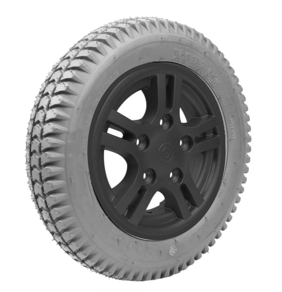 14x3" Quantum Drive Wheel Assembly Grey Tread Black Hub